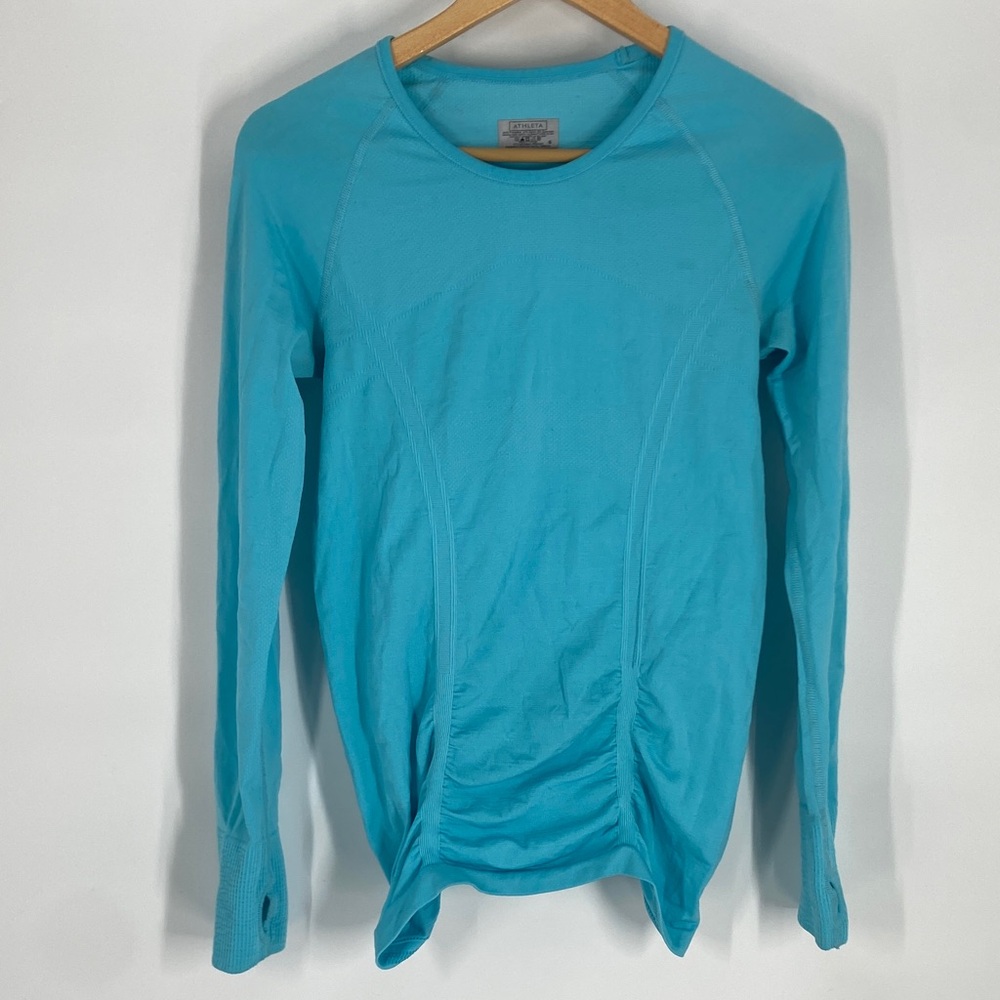 Athleta Blue Long Sleeve Tee Shirt Size S Gently Used